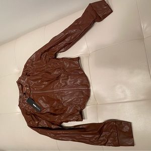 Brand New w/ Tags, Cropped Faux Leather Jacket